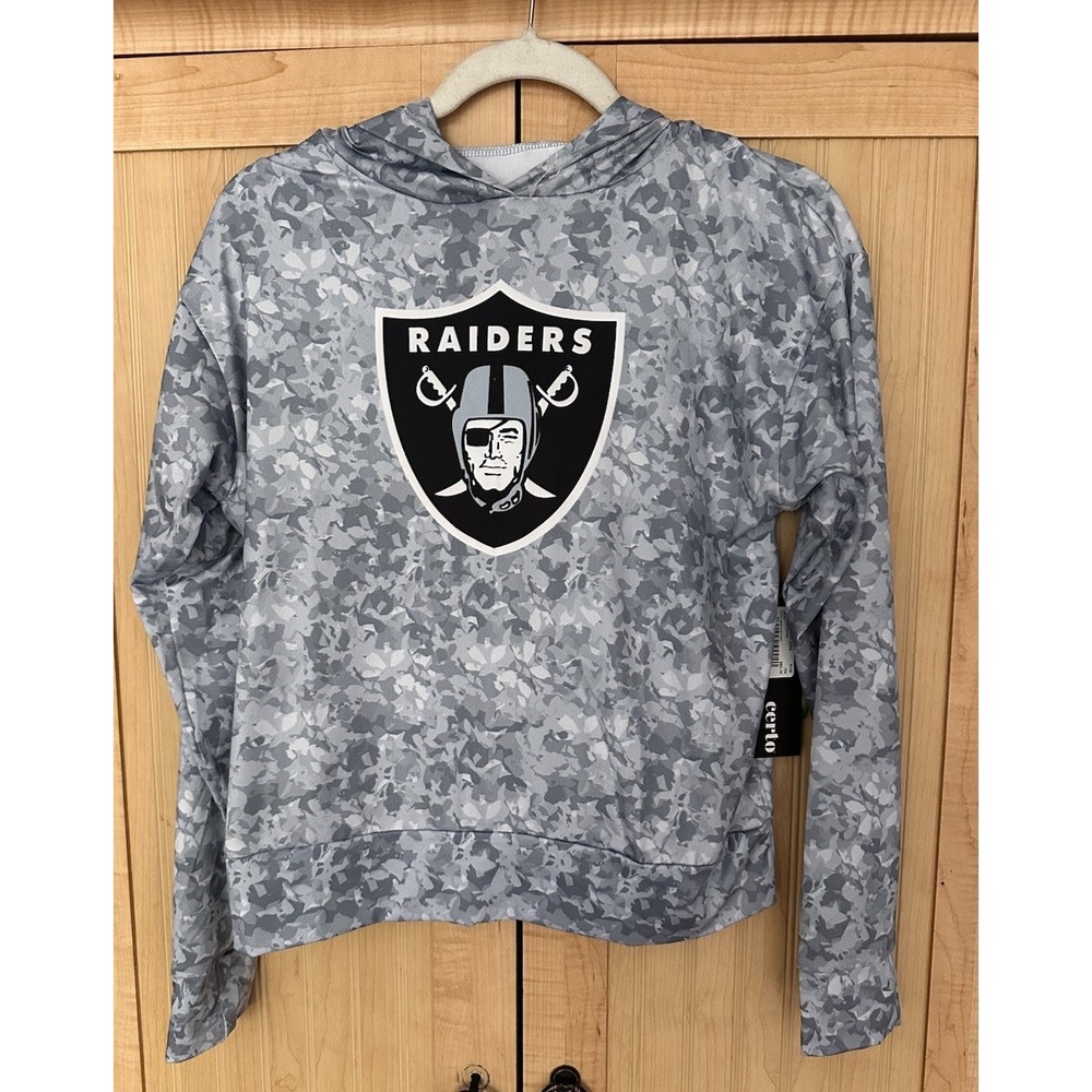 NFL Las Vegas Raiders Football Arctic Camo Hoodie Gray / White Lightweight Sz S